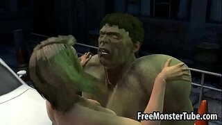 Foxy 3D babe blonde faigheann fucked crua ag An Hulk3-ard 1