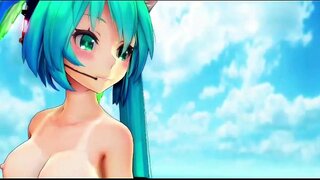 Miku ඇතුලත් ෂඩ් නැටුම් නිරුවත් MMD